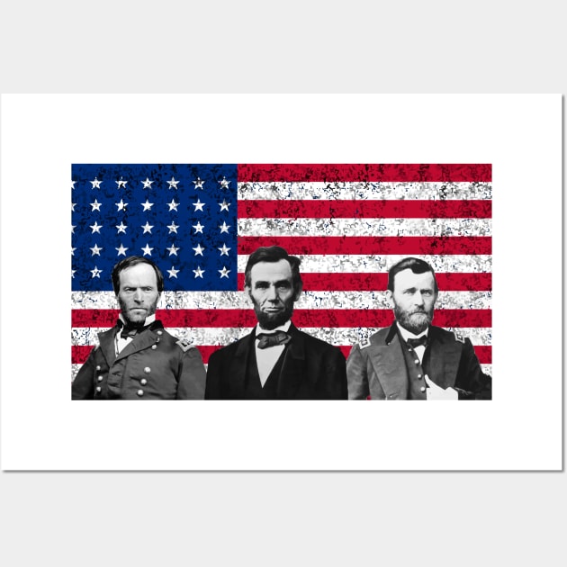 Sherman - Lincoln - Grant - US Flag Wall Art by warishellstore